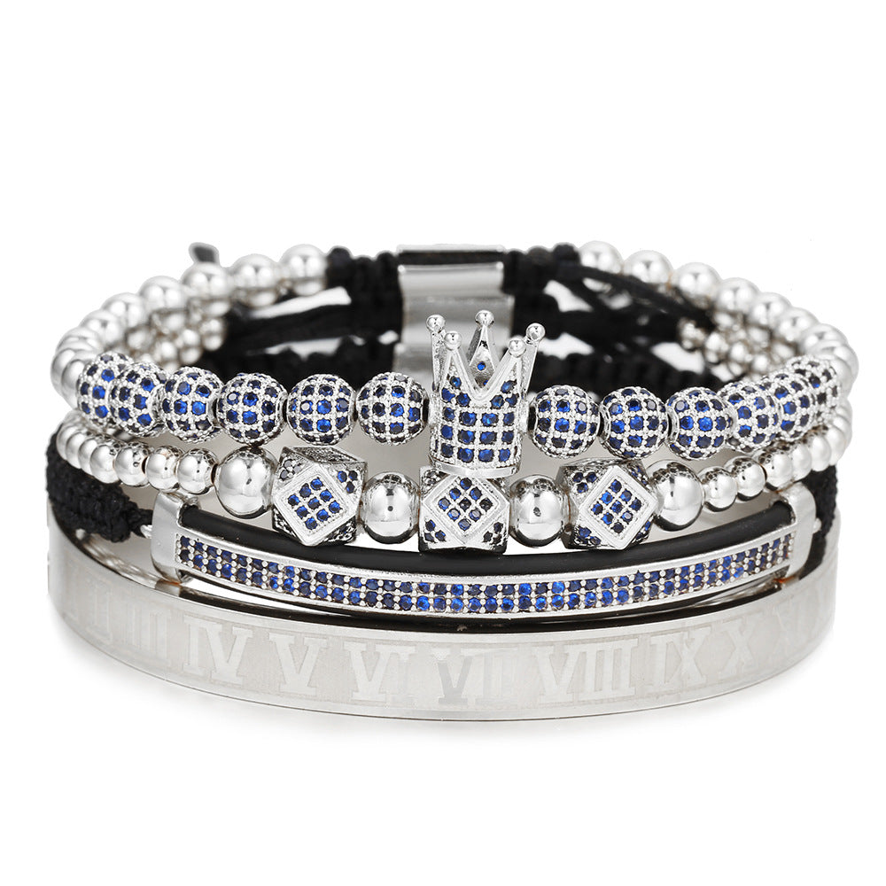 Rhinestone Ball Diamond Double Row Crescent Combination Bracelets