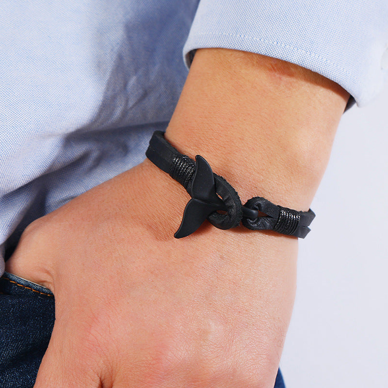 Bracelets de bétail en forme de sirène noire, ornement simple et à la mode pour hommes