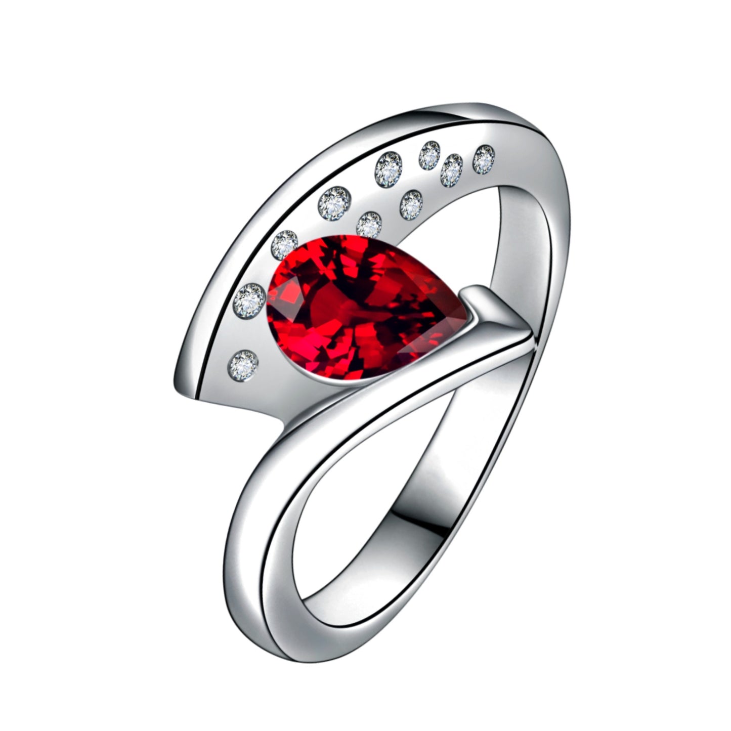 Creative Unique Geometric Red Diamond Drop-shaped Rings