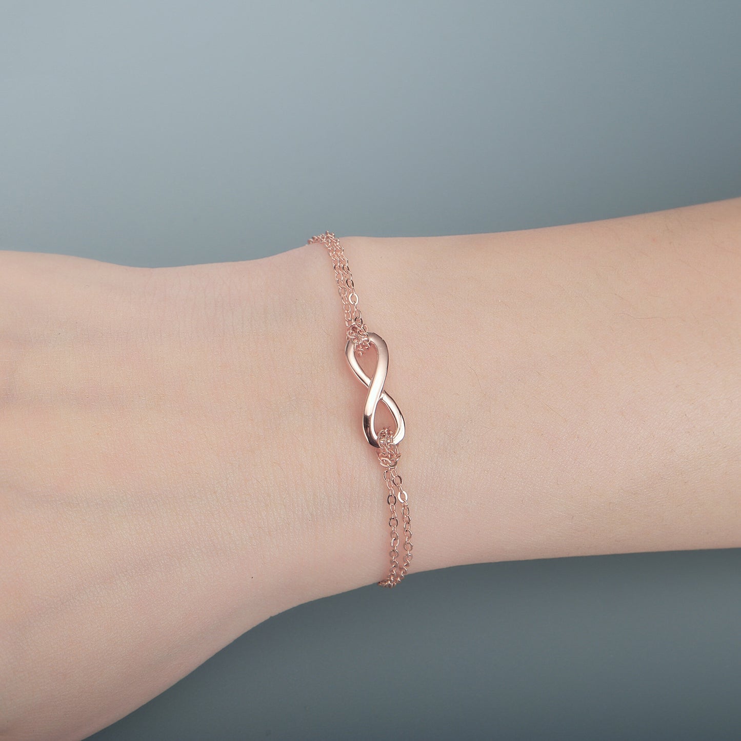 Bracelets doubles à boucle infinie pour femme en argent sterling