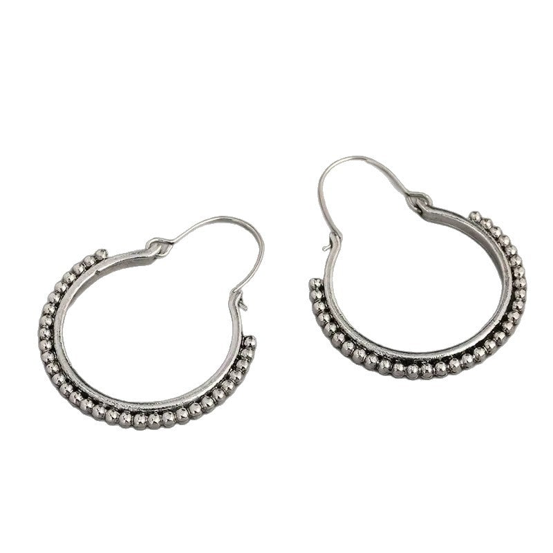 Retro Personalized Beaded Design Hoop Creative Earrings