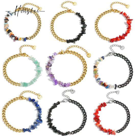 Women's Irregular Geometric Gravel Ornament Stainless Steel Bracelets