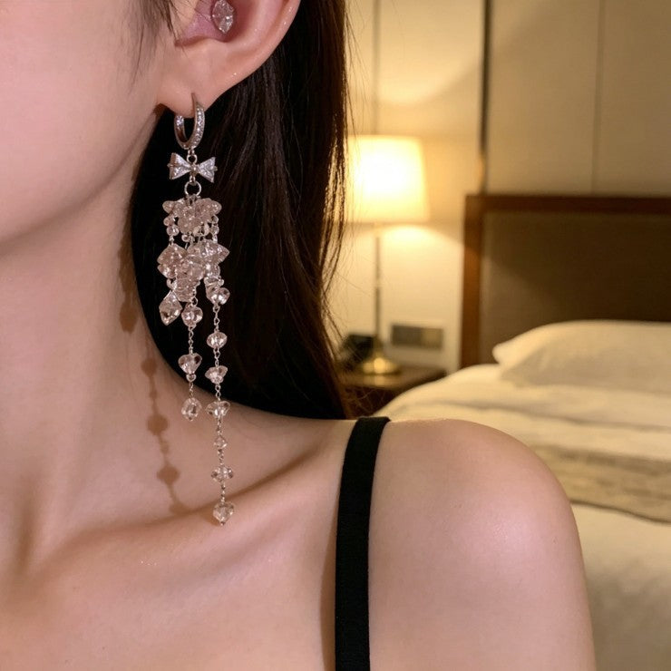 Niche Pink Bow Fashion Atmosphere Refined Wild Stud Earrings