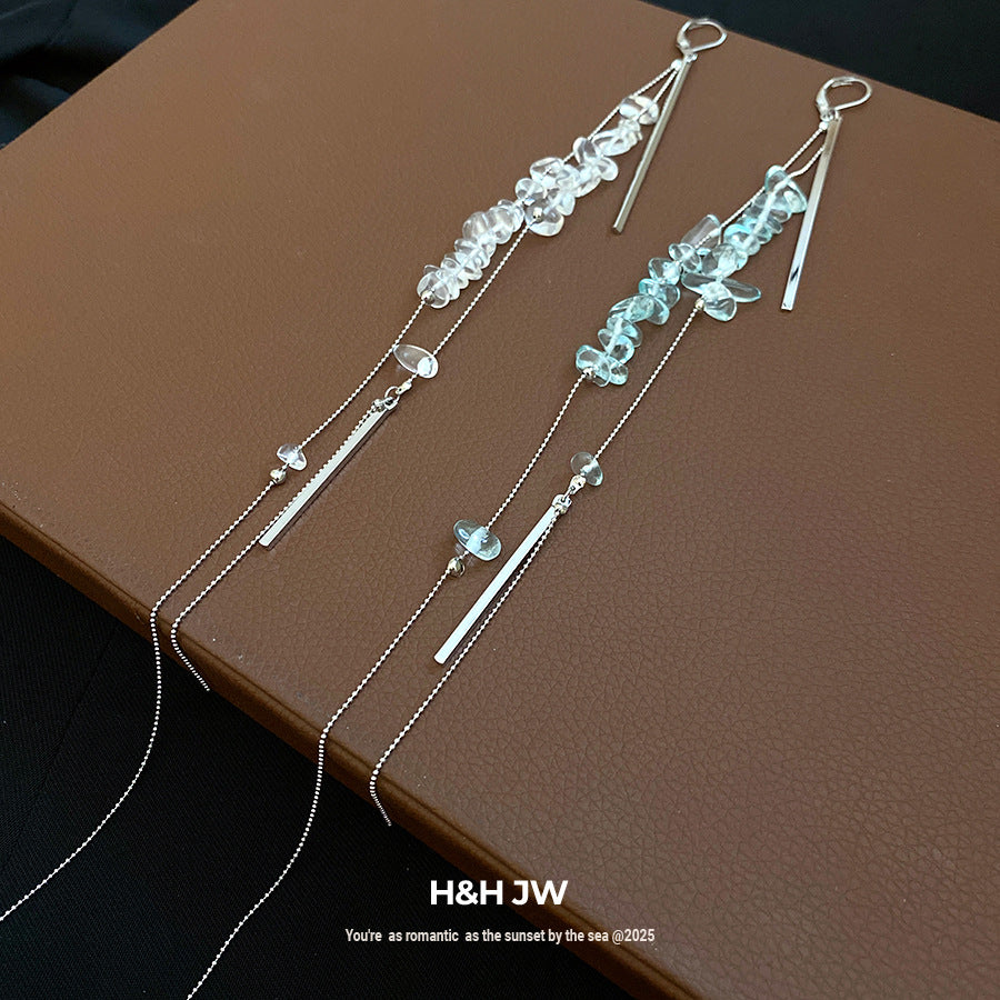 Style Stone Long Fringe Clip Unique Design Ear Buckle