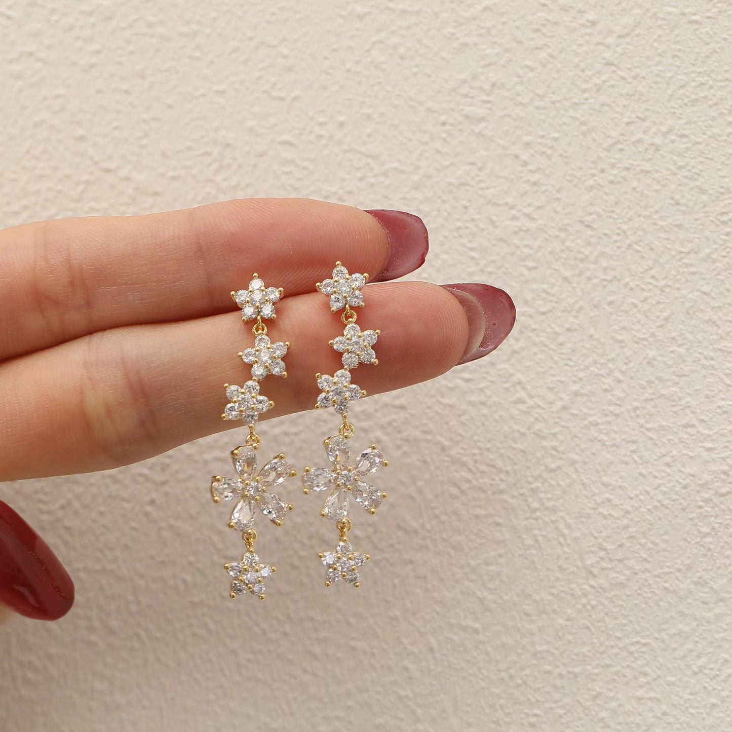 Women's Summer Super Match Mori Style Colorful Crystals Butterfly Long For Stud Earrings