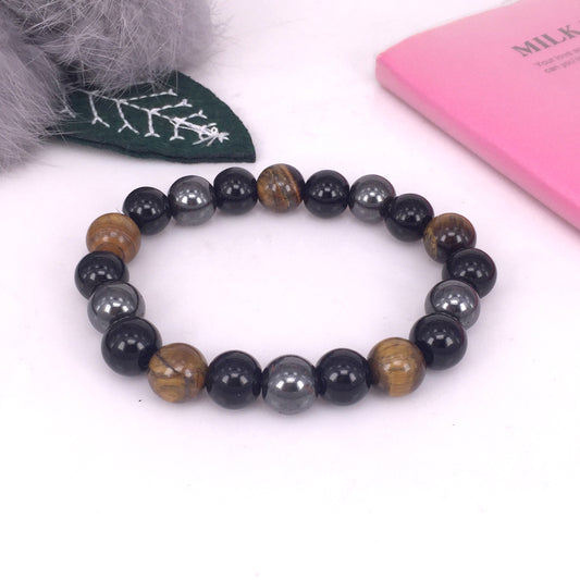 Bracelets extensibles en hématite de sport de yoga en perles d'oeil de tigre pour femmes