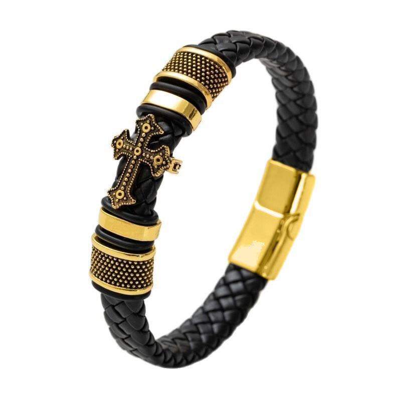 Men's Leather Hand-woven Authentic Weave Cross Retro Bracelets