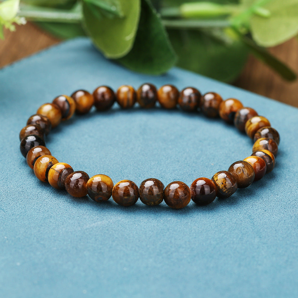 Men's Charm Beaded And Solid Color Tigereye Bracelets