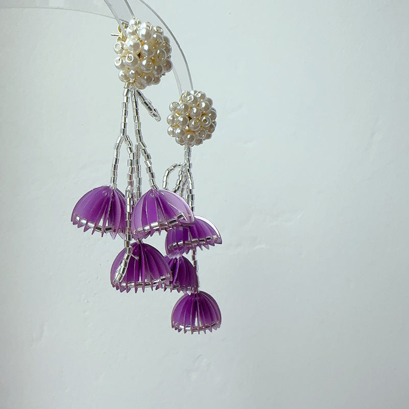 Summer Color Jellyfish Flower Tassel Ear Kooky Rings