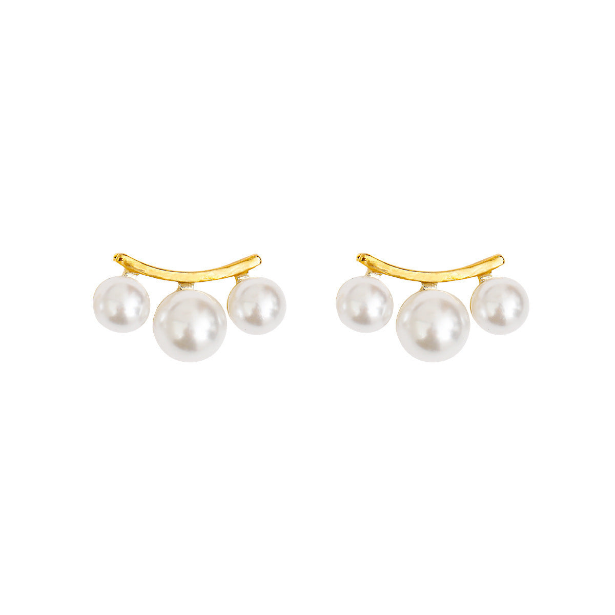 Boucles d'oreilles simples à trois perles pour femmes, compactes et exquises