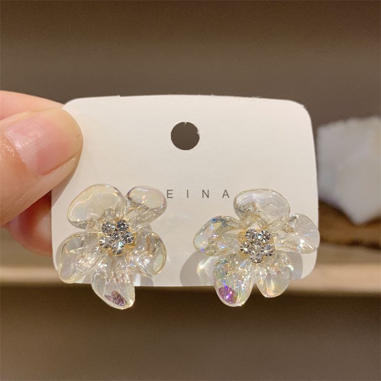 Design Transparent Flower Trendy Sweet High Earrings