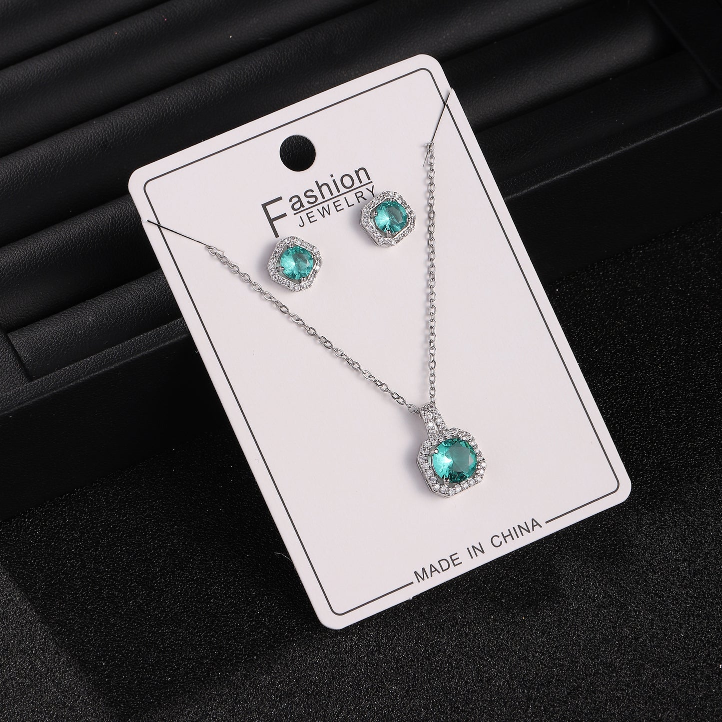 Live Broadcast Zircon Full Diamond Perfume Bottle Square Bag Earings Jewelry Set