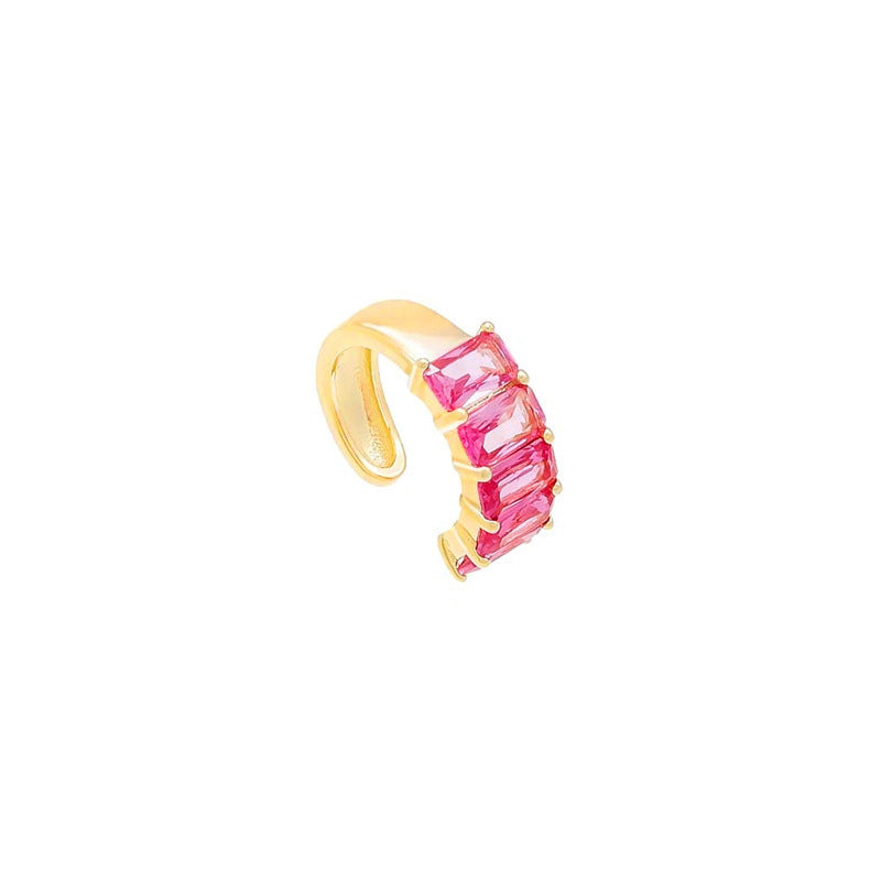 Rectangular Rhinestone Zircon Creative Personalized Light Rings