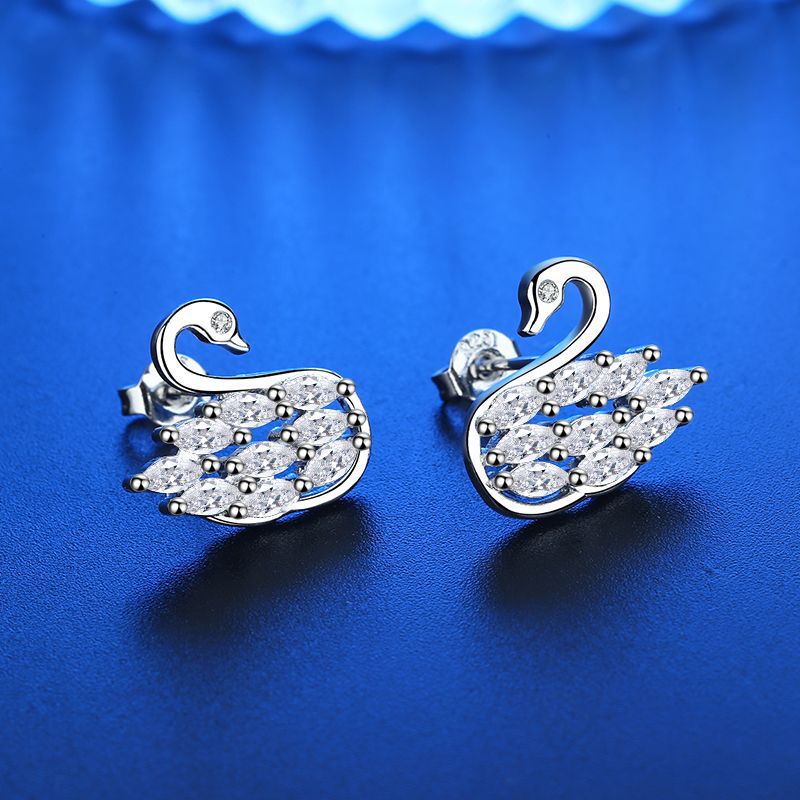 Koreanische Mode-Sier-Strass-Zirkon-Schwan-einfache Ringe für Damen