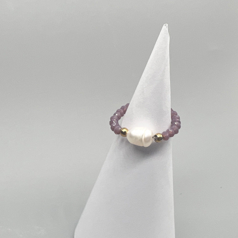 Elegant Style Freshwater Pearl Colored Glaze Beaded Rings