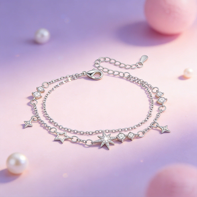 Light Luxury High-grade Hollow Zircon Birthday Bracelet