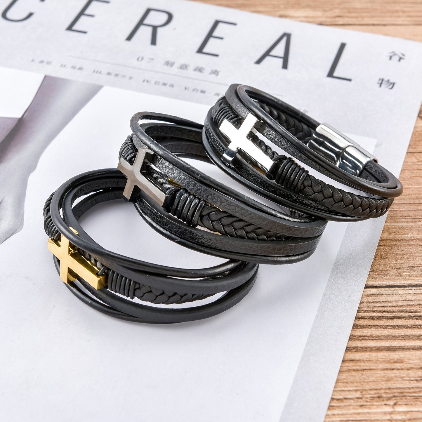 Men's Stainless Steel Cross Shelf Fashion Personality Bracelets