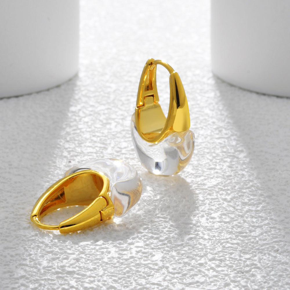Style Simple Design Clip Cold Personalized Texture Irregular Transparent Resin Rings