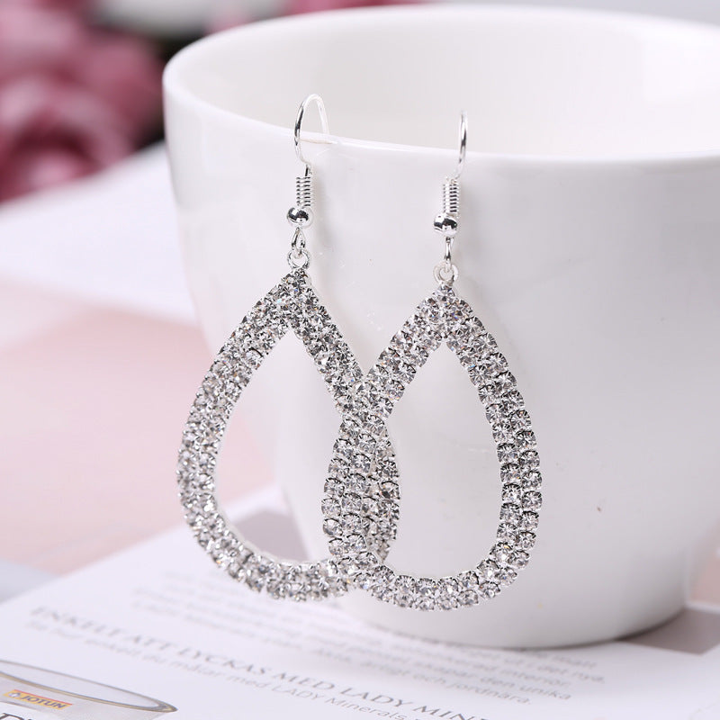 Women's Geometry Pattern Jewelry Eye-catching Hollow Single Water Drop Earrings