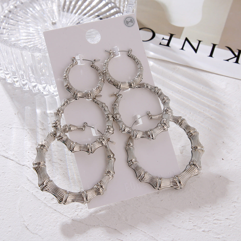 Fashion Metal Alloy Big Circle Shrimp Male Buckle Earrings