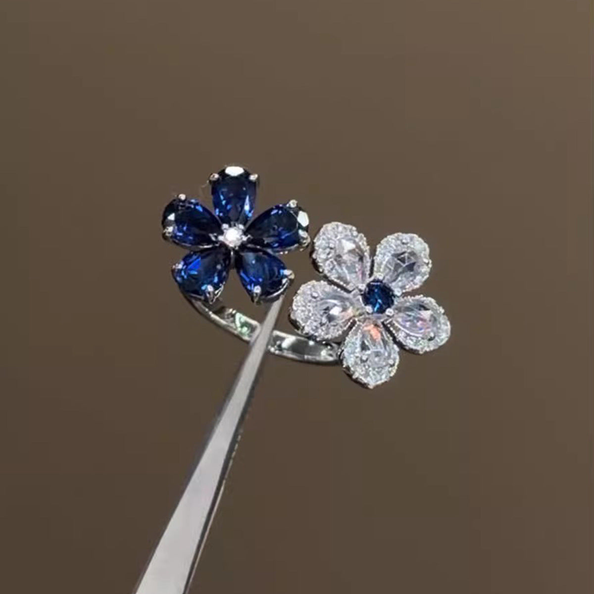 Blue Flower Zircon Design Fashion Refined Grace Necklaces