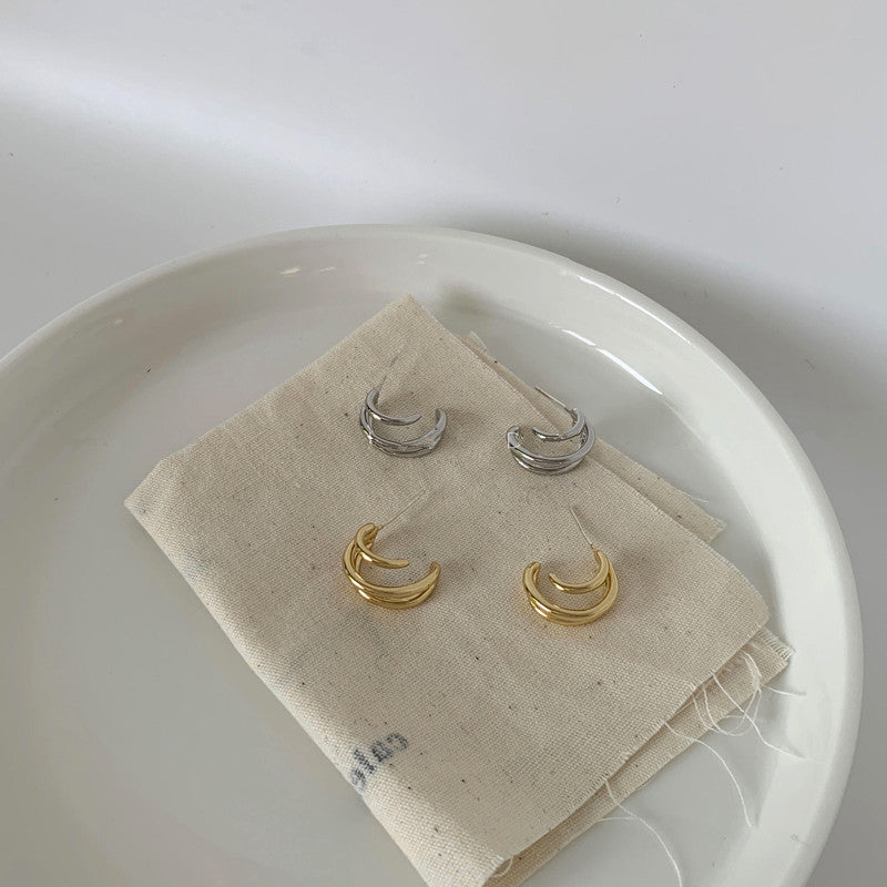 Women's Trendy Metal Version Cold Style Fashionable Temperament Sier Earrings