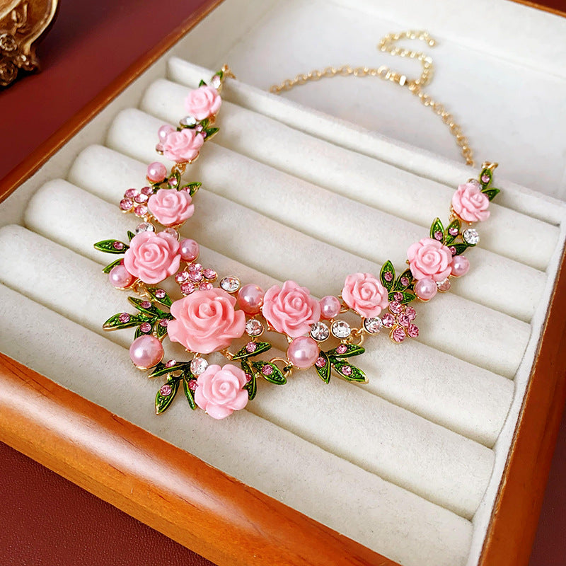 Leaves Rhinestone Pearl Fashionable Temperament Girlish Style Necklaces