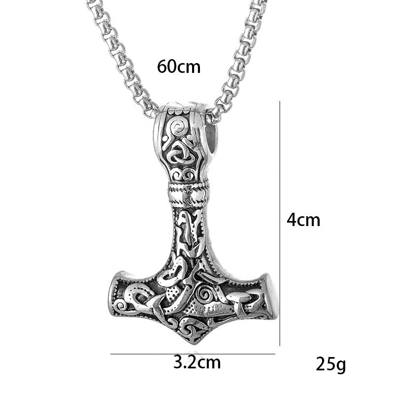 Women's & Men's Titanium Steel Thor Hammer Stainless Viking Necklace