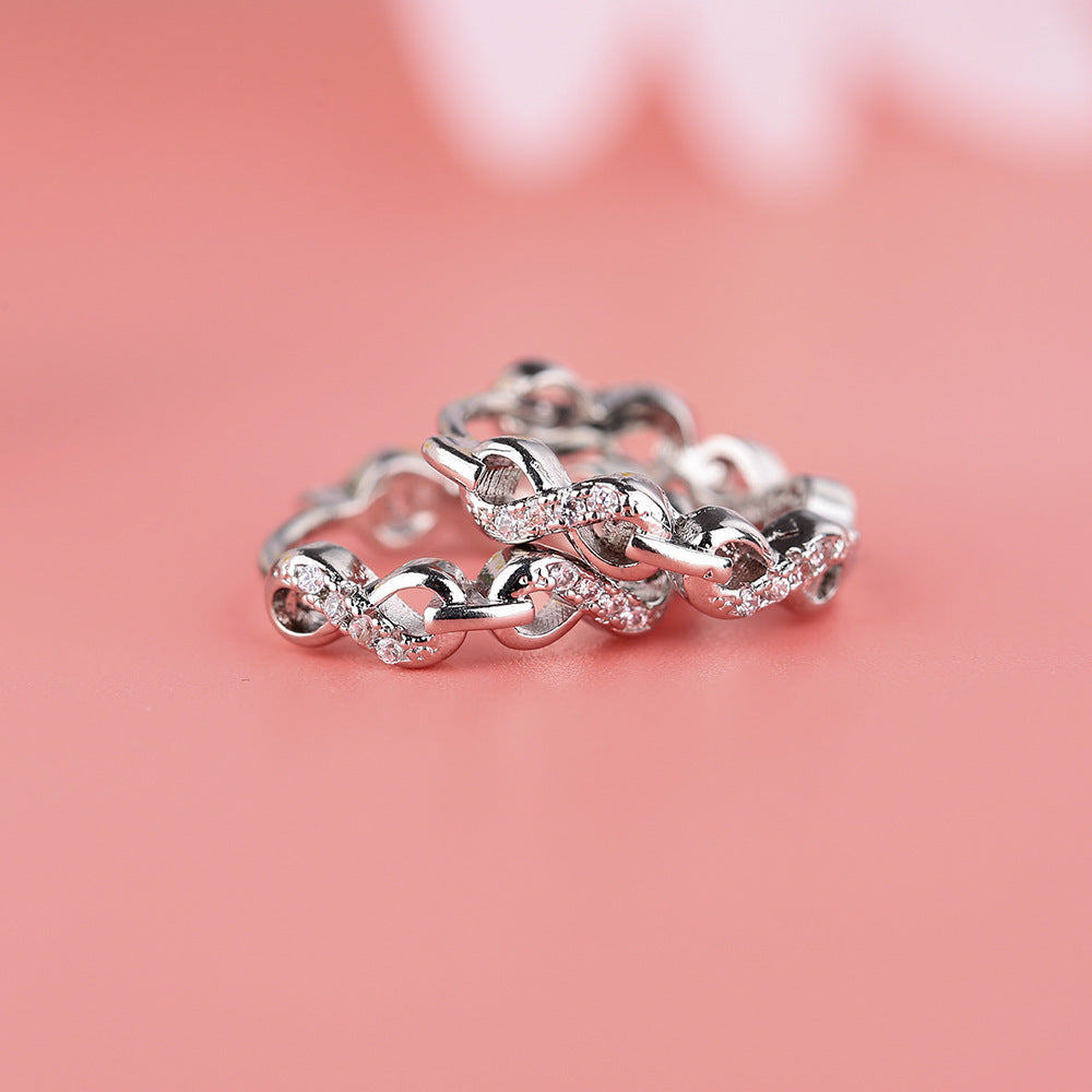 Women's Infinite Number Words Clip Cold Wind Rhinestone Zircon Mobius Ear Buckle