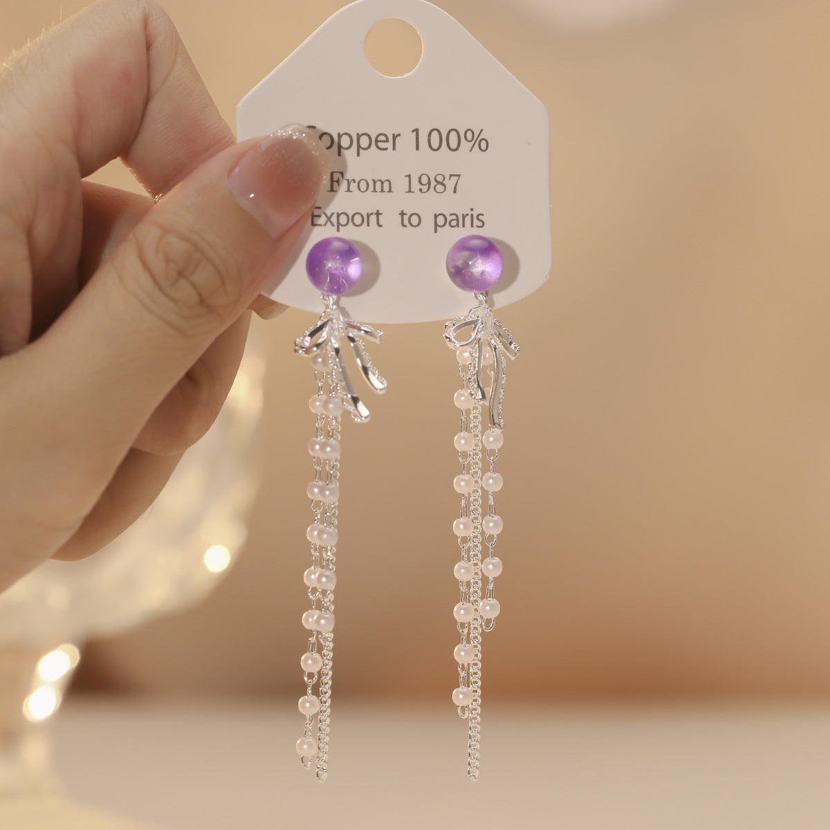 Pearl Tassel Niche Bow Gentle Style Rings