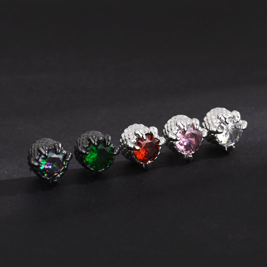 Women's & Men's Hop Magnetic Dragon Claw Without Pierced Ears Red Elegant Mini Rings