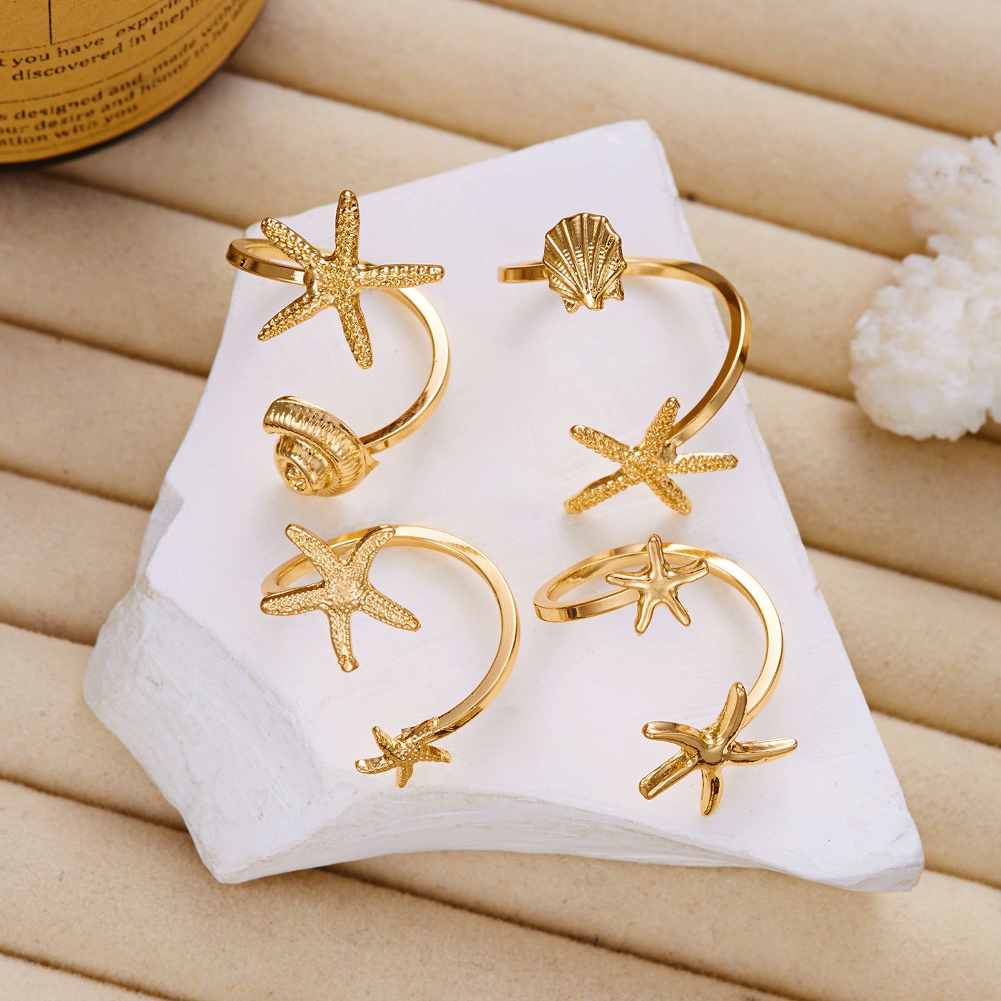 Open Pcs Seaside Vacation Style Shell Ring