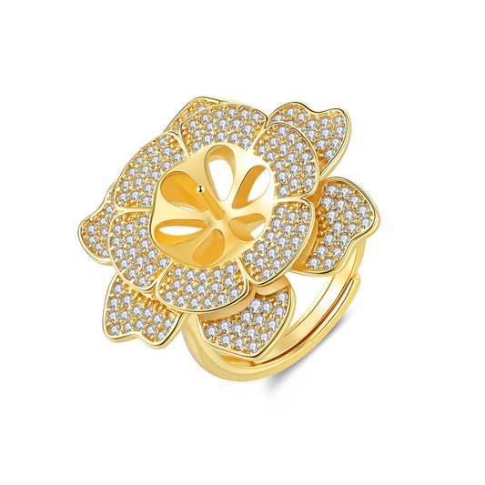 Pearl Setting Inlaid Zircon Ladies Clasp Ring