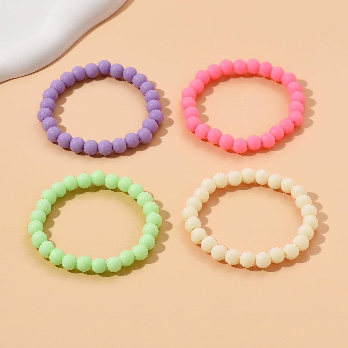 Fashion Simple Gradient Color Acrylic Beaded Bracelets