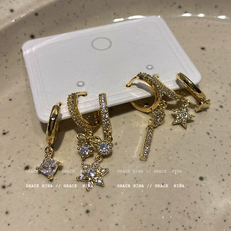 Moon Sea Diamond Suit Petite Tide Eardrops Earrings