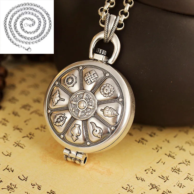 Retro Buddhist Eight Treasures Niche For Statue Necklaces