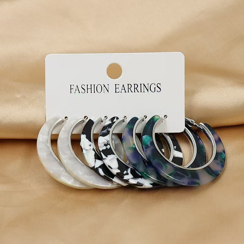 Cellulose Acetate Sheet Shaped Round Female Exaggerated Face Small Earrings