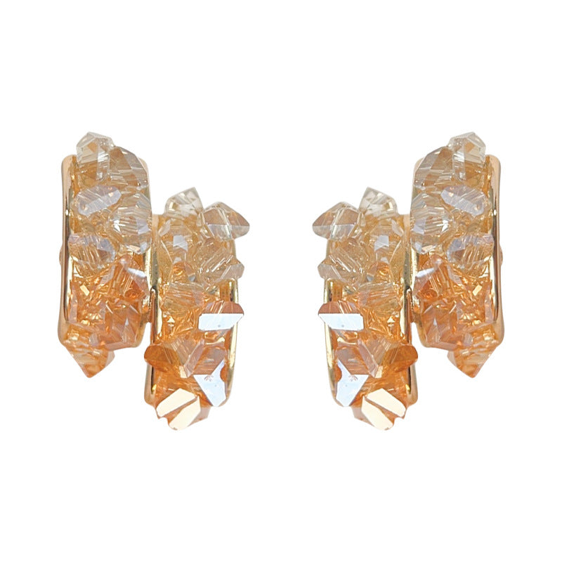 Women's Crystal Hand-made Design Sier-plated Needle Plated Stud Earrings