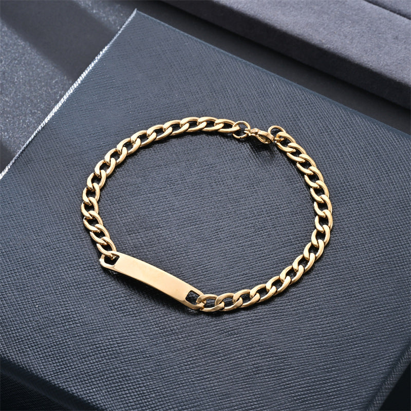 Women's & Men's Stainless Steel One-to-one Couple Curved Fashion Cuban Bracelet