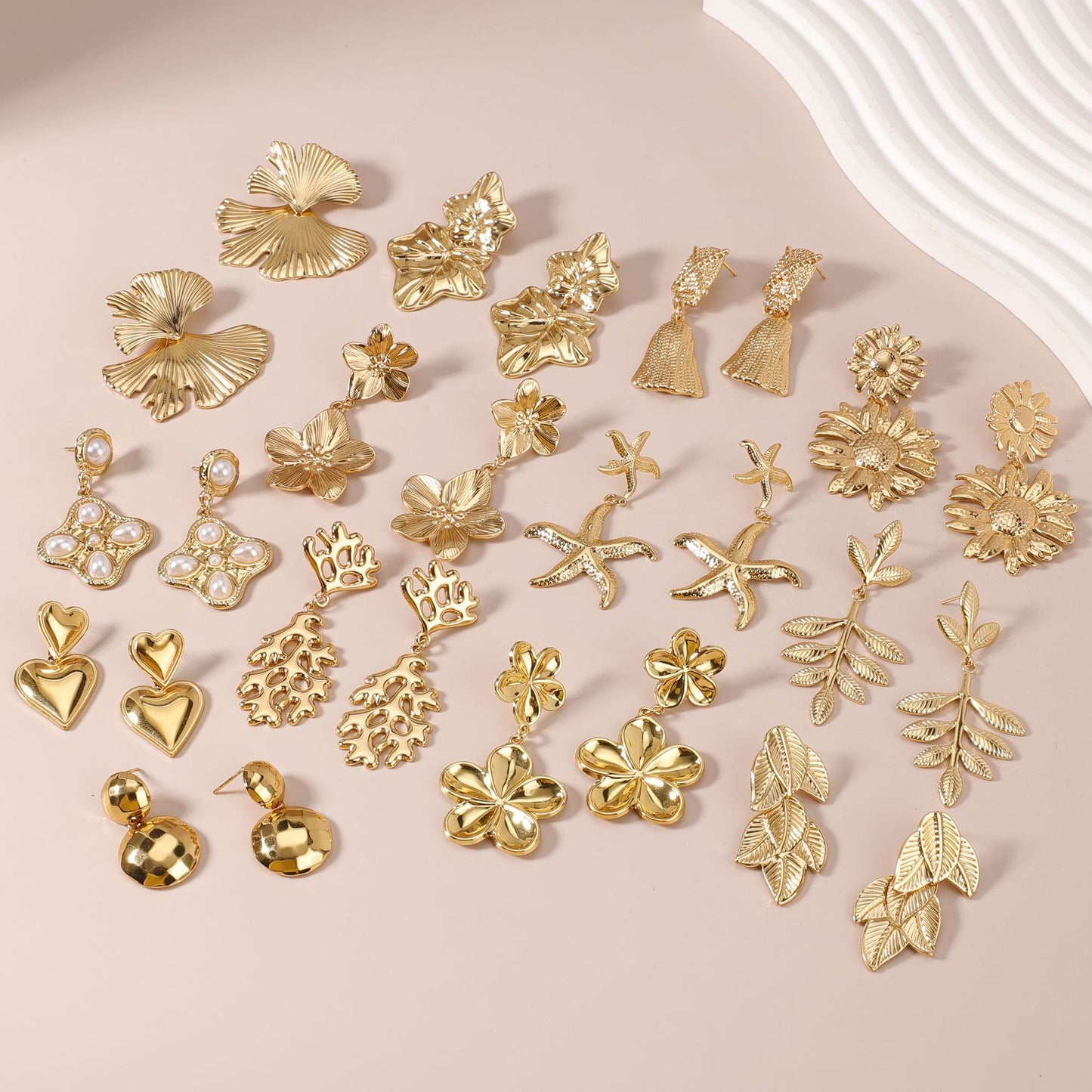 Flowers Stainless Steel Light Luxury High-grade Eardrops Gold Earrings