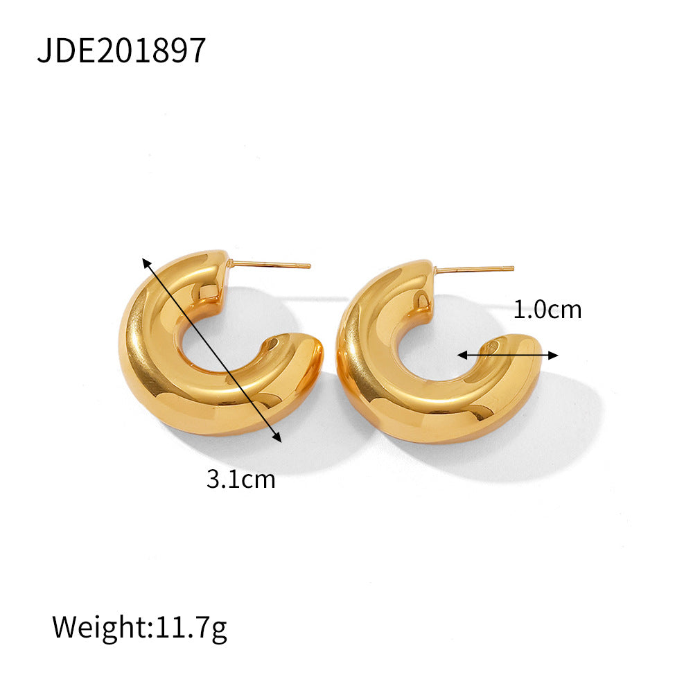 Kalte Ohrringe aus Edelstahl mit geometrischem Trend und hochwertiger Form