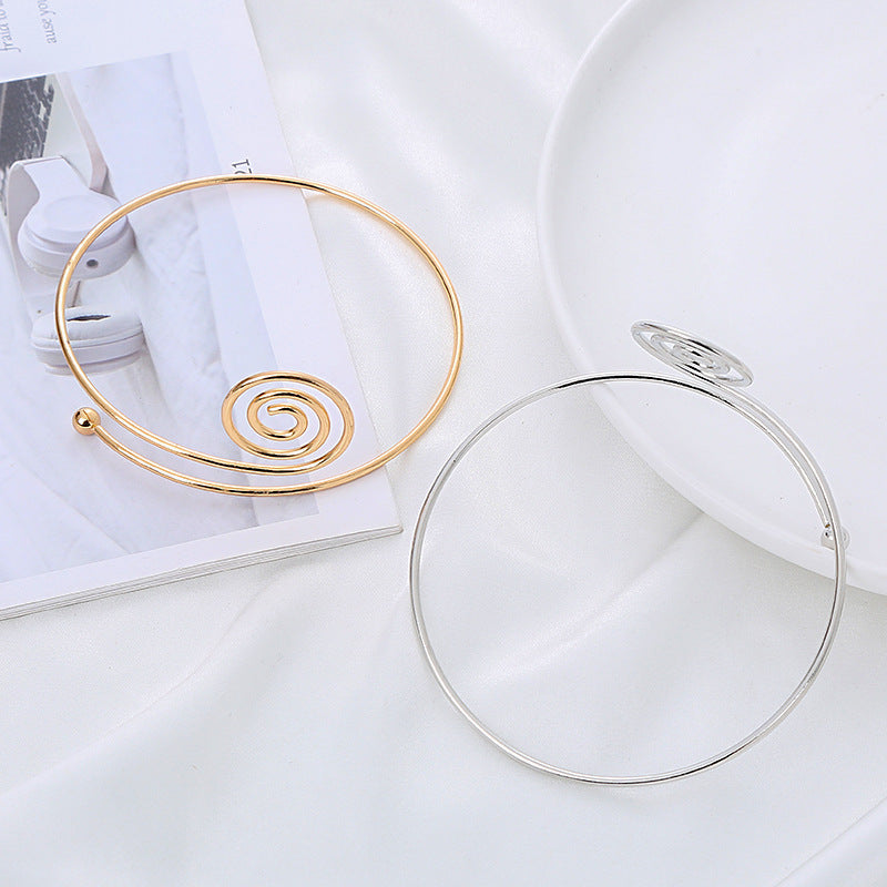 Temperament Simple Cold Style Armband Metal Spiral Opening Small Golden Bracelet
