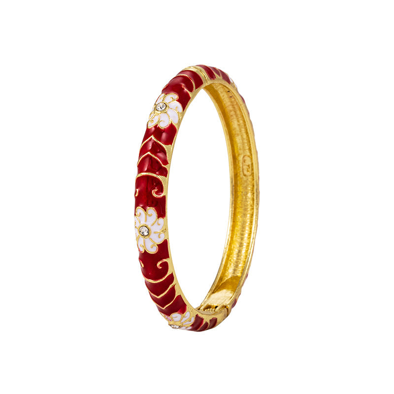 Cloisonne Enamel Fine Floral Vintage Drop Bracelet