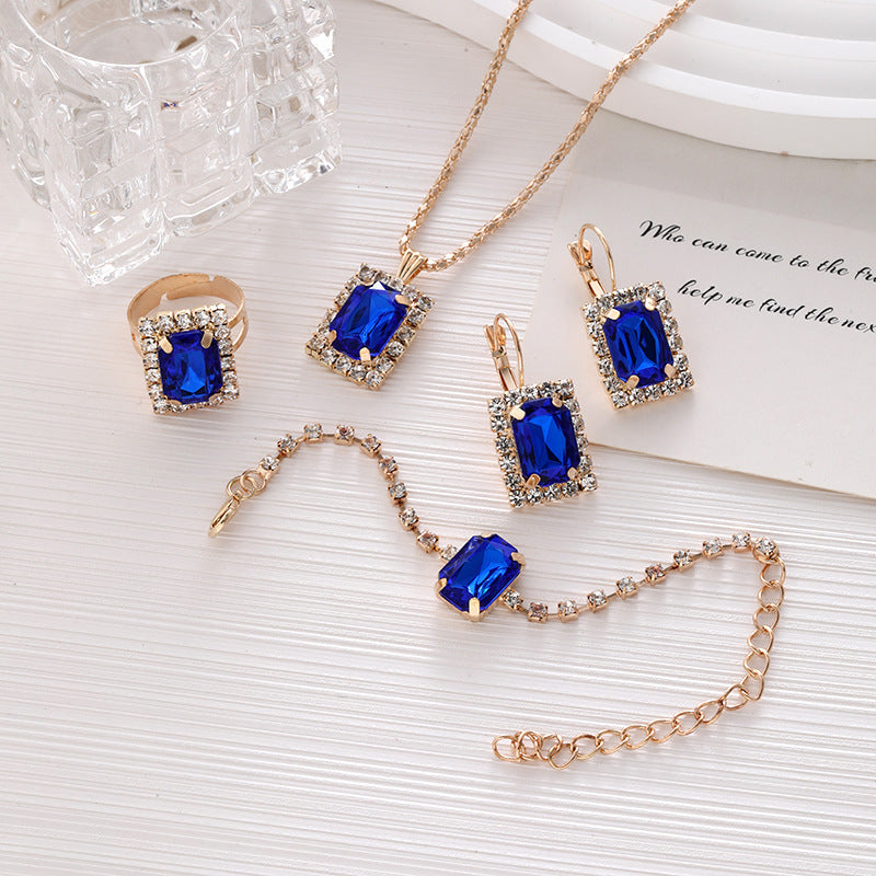 Women's Rhinestone Fashion Diamond Geometric Square Bridal Earrings