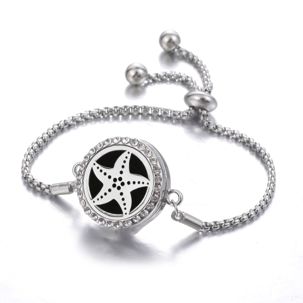 Steel Hollow Oil Lucky Tree Open Box Bracelet