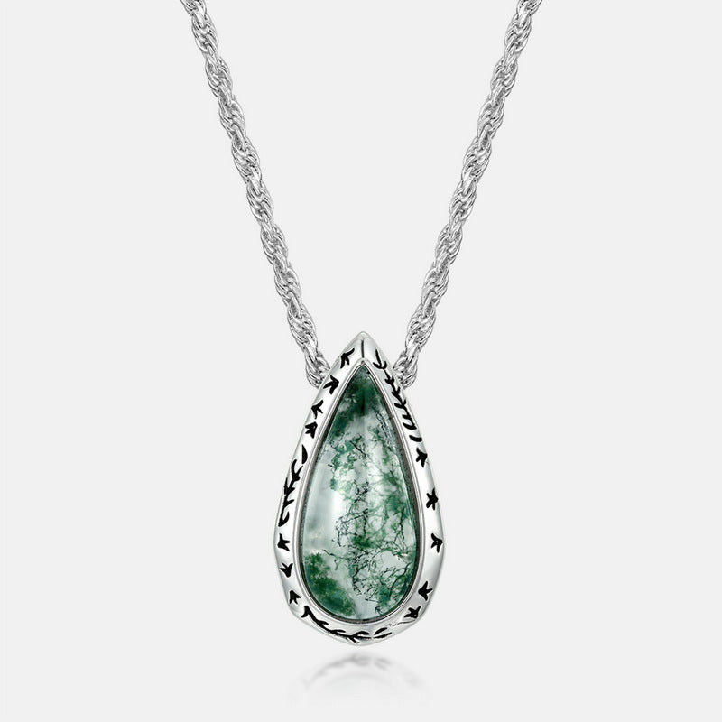 Drop Clavicle Chain Sier Green Moss Necklaces