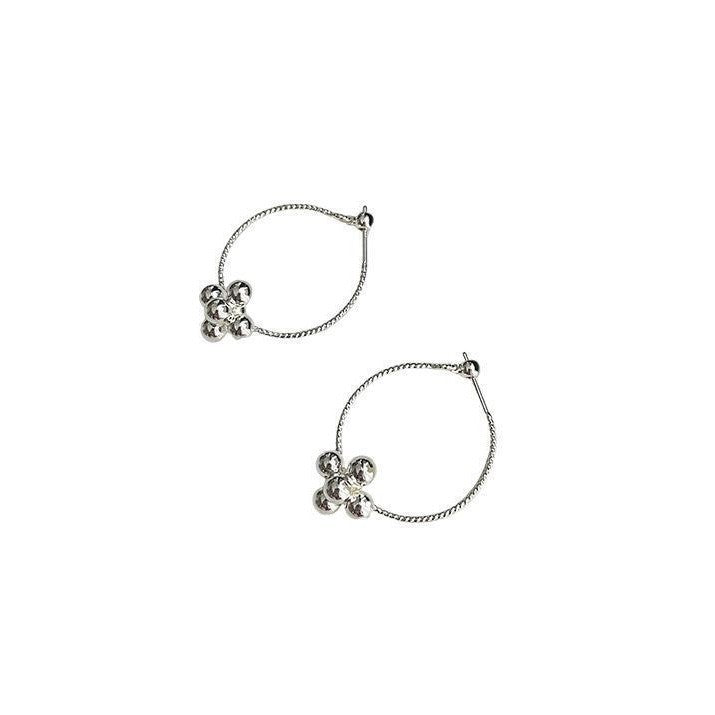 Women's Needle Circle Floral Ball Design Sense Ear Simple Temperament Earrings