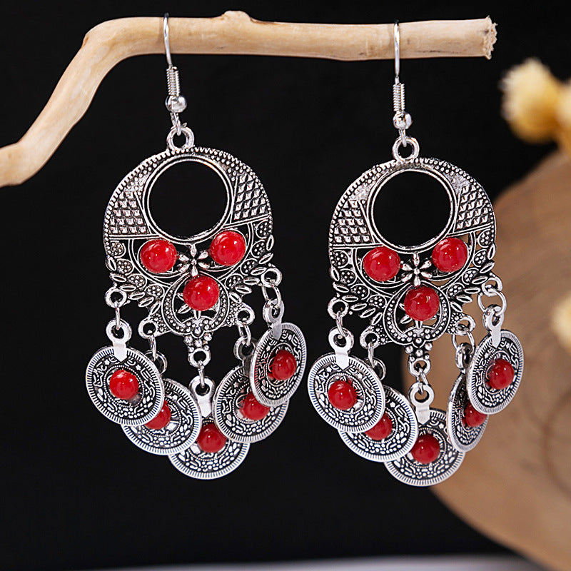 Tassel Turquoise Retro Minority Ethnic Style Earrings