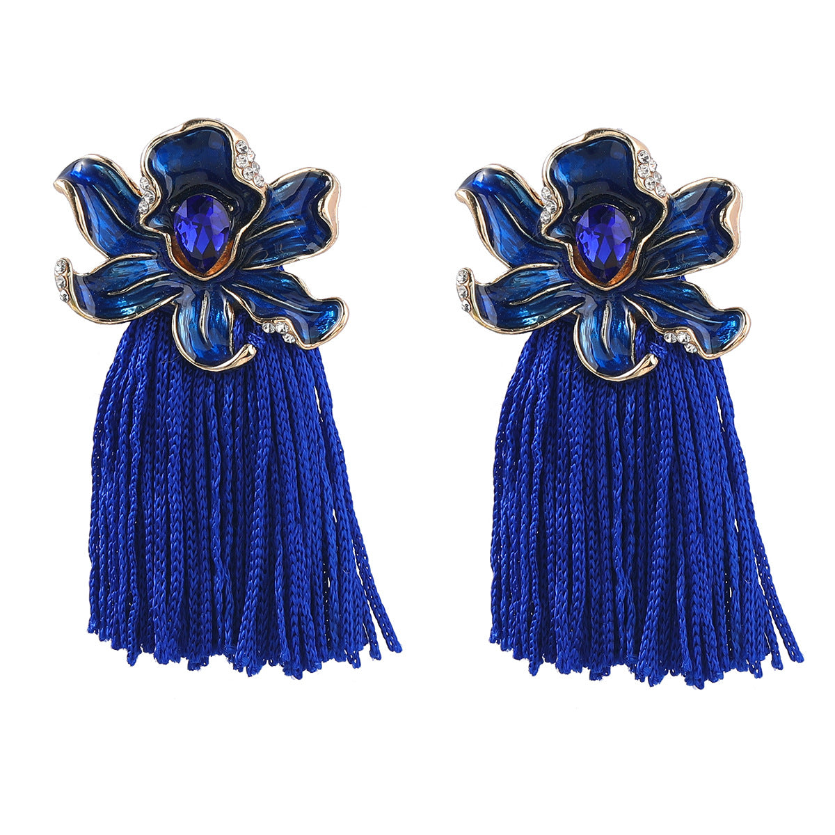 Drop Oil Flower Tassel Female Bohemian Ethnic Earrings