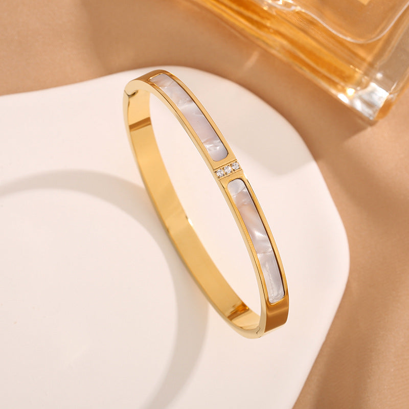 Women's Steel High-grade White Shell Fritillary Simple Bracelets